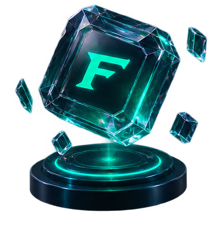 Glowing FONY crystal token representing on-chain NFT audio